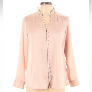 Women’s Express Satin Button-Down Blouse.  Size Large.  Light pink.